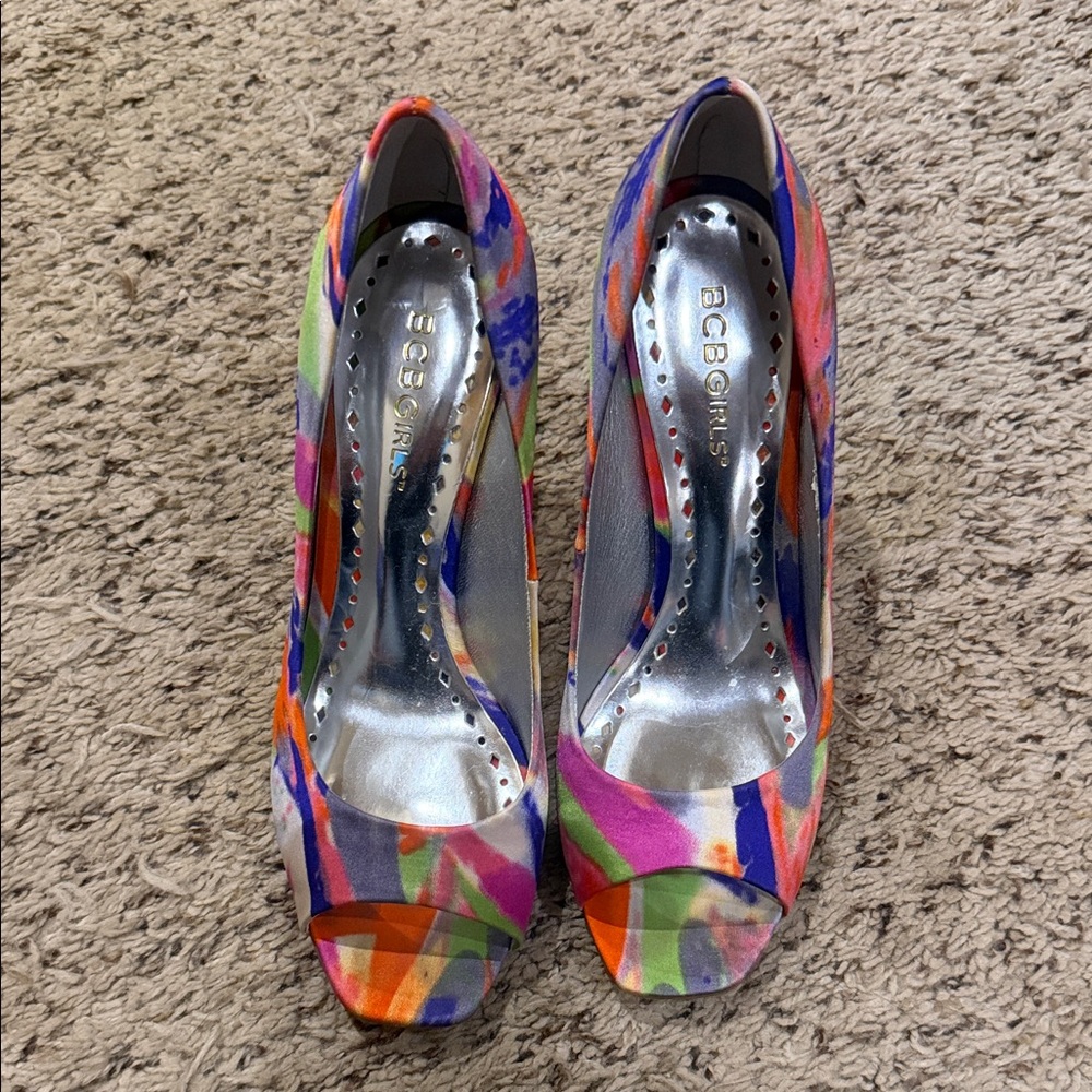 BCBGirls Colorful Peep-Toe Heels